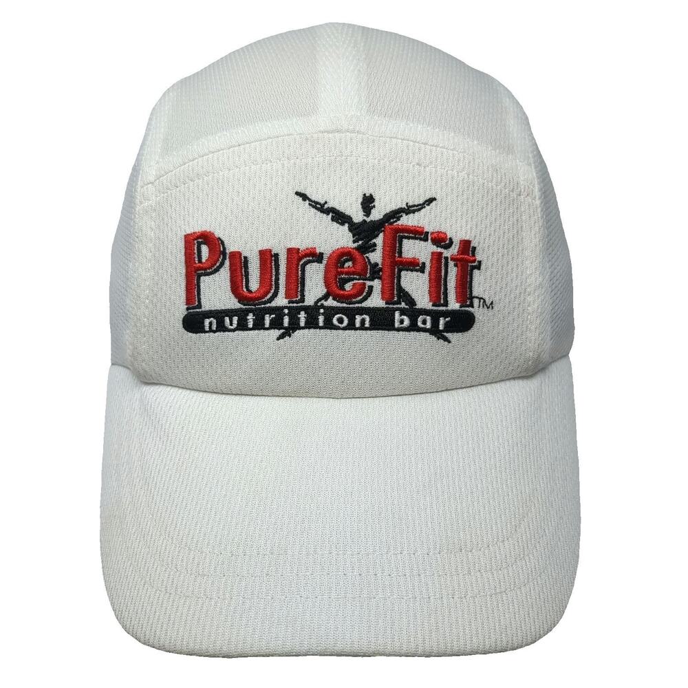 Headsweats 5 Panel White One Size Hat PureFit Nutrition Bar Mesh Performance